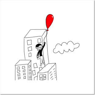 Balloon Boy in the Clouds Posters and Art